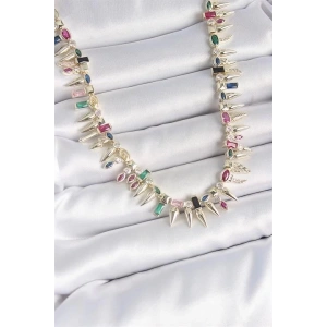 Pirinç Gold Renk Zirkon Taşlı Diken Model VIP Seri Kadın Kolye