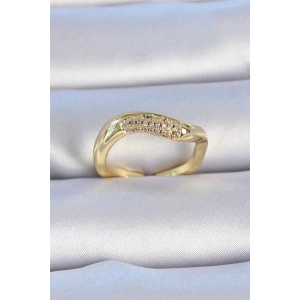 Pirinç Gold Renk Zirkon Taşlı Kadın Yüzük