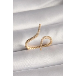 Pirinç Gold Renk Zirkon Taşlı Kadın Yüzük