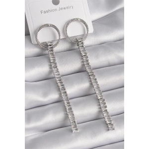 Pirinç Gold Renk Zirkon Taşlı Su Yolu Model Kadın Küpe