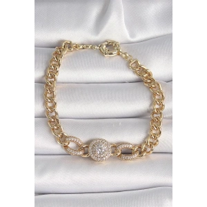 Pirinç Gold Renk Zirkon Taşlı Zincir Xuping VIP Exclusive Seri Kadın Bileklik