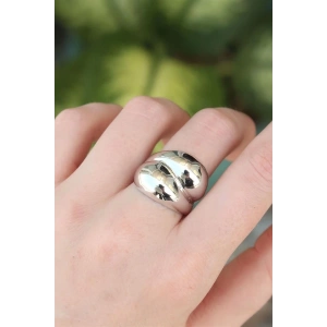 Pirinç Gümüş Renk Ayarlanabilir Damla Yüzük