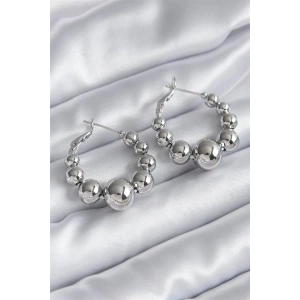 Pirinç Gümüş Renk Halka Model Kadın Küpe