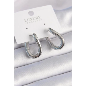 Pirinç Gümüş Renk Halka Model Kadın Küpe