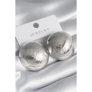 Pirinç Gümüş Renk İşleme Detay Daire Model Kadın Küpe