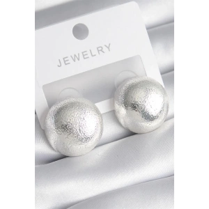 Pirinç Gümüş Renk İşleme Detay Top Model Kadın Küpe