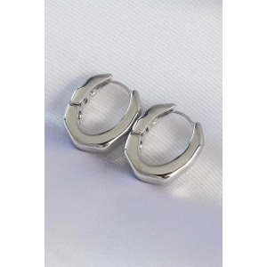 Pirinç Gümüş Renk Kalın Kemik Model Küpe