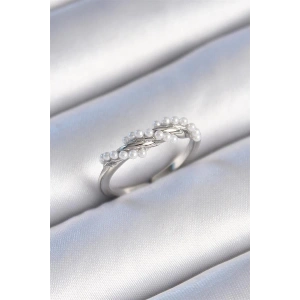 Pirinç Gümüş Renk Sarmal İnci Model Kadın Yüzük