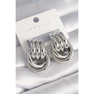 Pirinç Gümüş Renk Sarmal Model Kadın Küpe