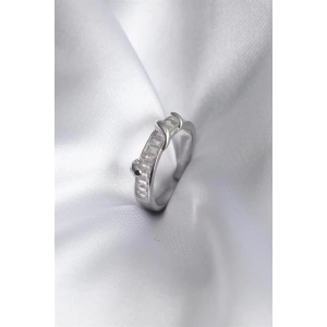 Pirinç Gümüş Renk Su Yolu Zirkon Taşlı Kadın Yüzük