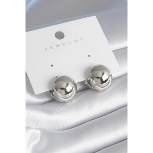 Pirinç Gümüş Renk Top Model Kadın Küpe