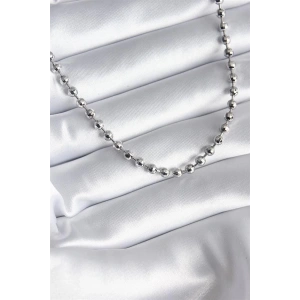 Pirinç Gümüş Renk Topçuk Detay Kadın Kolye