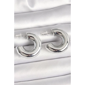 Pirinç Gümüş Renk Yarım Halka Model CCB Kadın Küpe