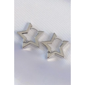 Pirinç Gümüş Renk Yıldız Küpe