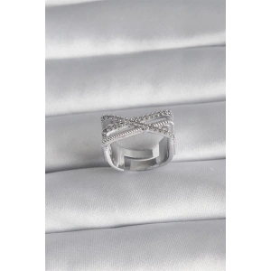 Pirinç Gümüş Renk Zirkon Taş Detay Kadın Yüzük