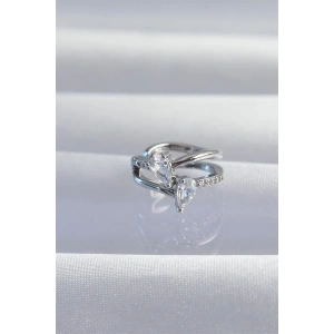 Pirinç Gümüş Renk Zirkon Taşlı Damla Earcuff Küpe