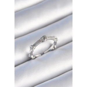 Pirinç Gümüş Renk Zirkon Taşlı Düğüm Model Kadın Yüzük