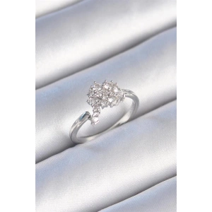 Pirinç Gümüş Renk Zirkon Taşlı Kadın Yüzük