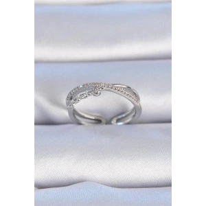 Pirinç Gümüş Renk Zirkon Taşlı Kadın Yüzük