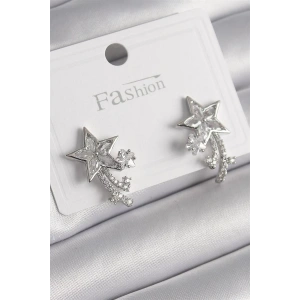 Pirinç Gümüş Renk Zirkon Taşlı Kuyruklu Yıldız Model Kadın Küpe