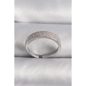 Pirinç Gümüş Renk Zirkon Taşlı VIP Seri Kadın Yüzük