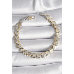 Pirinç Mix Renk Kalp Model Zirkon Taşlı VIP Seri Kadın Bileklik