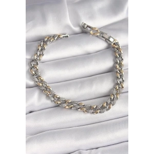Pirinç Mix Renk Zirkon Taşlı Zincir Model VIP Seri Kadın Bileklik