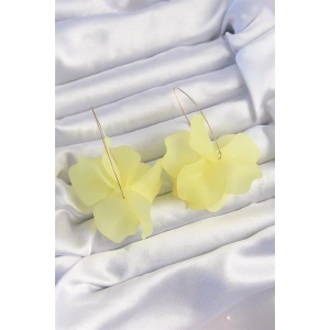 Pirinç Sarı Renkli Flora Küpe