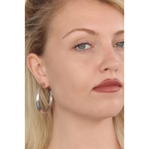 Silver Renk Halka Metal Bayan Küpe