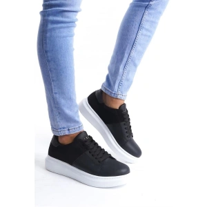 SLW151 Boost Bağcıklı Cilt Süet Erkek Günlük Sneaker Ayakkabı CSBT - Siyah