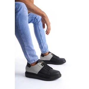 SLW151 Boost Bağcıklı Cilt Süet Erkek Günlük Sneaker Ayakkabı CSST - Siyah/Gri