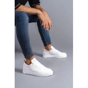 SLW152 Cool Bağcıklı Cilt Erkek Günlük Spor Klasik Ayakkabı CBT - Beyaz