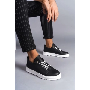 SLW152 Cool Bağcıklı Cilt Erkek Günlük Spor Klasik Ayakkabı CBT - Siyah