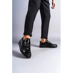 SLW152 Cool Bağcıklı Rugan Erkek Günlük Spor Klasik Ayakkabı RST - Siyah