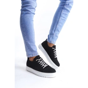 SLW152 Cool Bağcıklı Süet Erkek Günlük Spor Klasik Ayakkabı SBT - Siyah