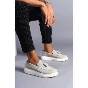 SLW154 Blaze Bağcıksız Püsküllü Süet Erkek Günlük Spor Klasik Ayakkabı SBT - Gri