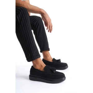 SLW154 Blaze Bağcıksız Püsküllü Süet Erkek Günlük Spor Klasik Ayakkabı SST - Siyah