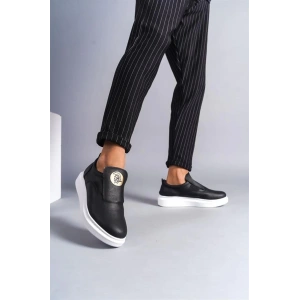 SLW161 Hippo Bağcıksız Cilt Erkek Günlük Sneaker Ayakkabı CBT - Siyah