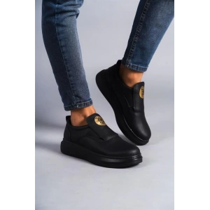 SLW161 Hippo Bağcıksız Cilt Erkek Günlük Sneaker Ayakkabı CST - Siyah