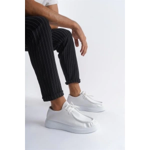 SLW170 Tornado Bağcıklı Cilt Erkek Günlük Spor Klasik Ayakkabı CBT - Beyaz