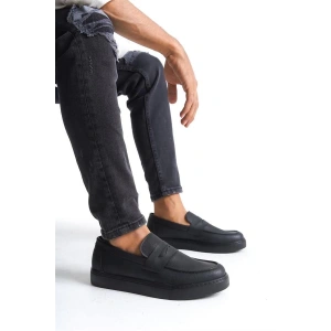 SLW180 Estilo X Bağcıksız Cilt Erkek Günlük Spor Klasik Ayakkabı CST - Siyah