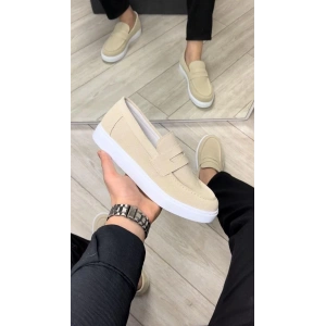 SLW180 Estilo X Bağcıksız Süet Erkek Günlük Spor Klasik Ayakkabı SBT - Krem