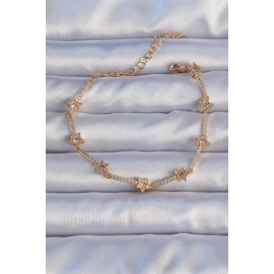 Vip Seri Pirinç Altın Renk Zirkon Taşlı Yıldız Model Bileklik