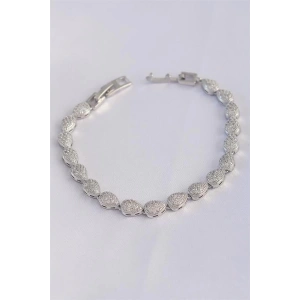 Vip Seri Pirinç Zirkon Taşlı Gümüş Renk Damla Model Bileklik