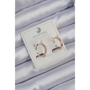 Xuping Rose Renk İnci Detay Halka Küpe