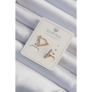 Xuping Rose Renk Yansımalı Üçgen Küpe