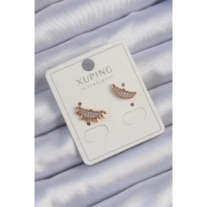 Xuping Rose Renk Zirkon Taşlı Ay ve Güneş Tasarımlı Küpe