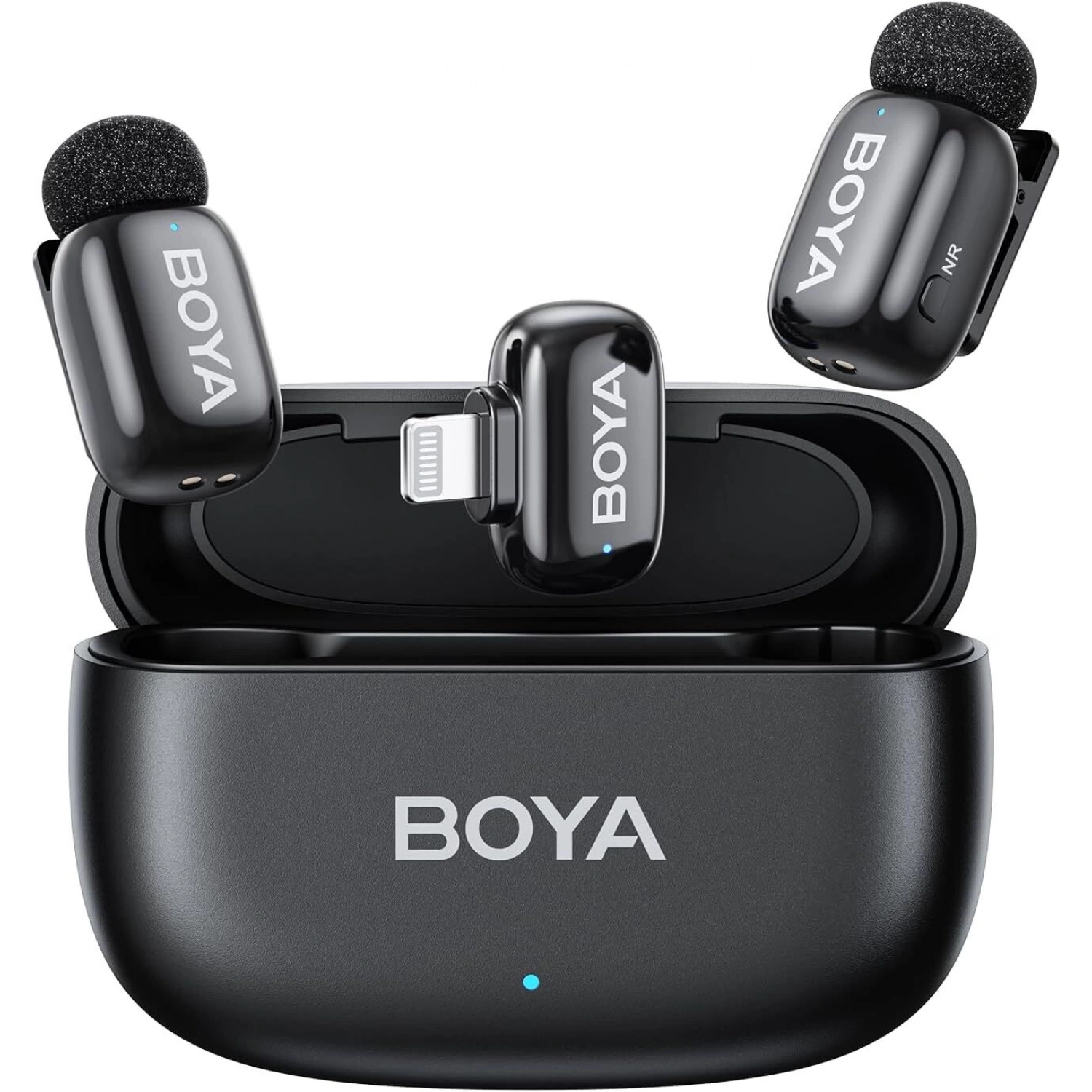 Boya Mini-15 (2TX+1RX+CC) iphone-ipad için Gürültü Engelleyicili Kablosuz Yaka Mikrofonu Lightning Device