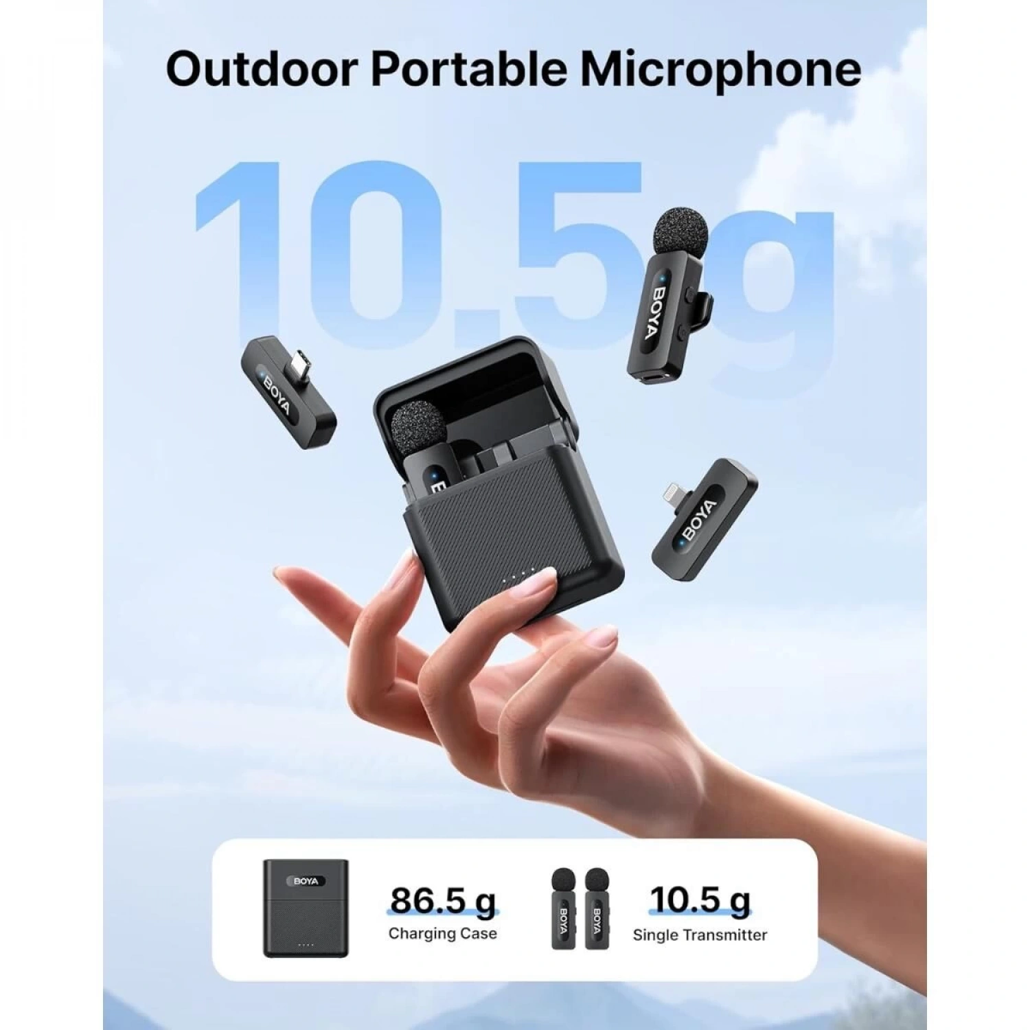 Boya V3 Combo Usb-c ve Lightning Portlu Gürültü Engelleyicili Kablosuz Yaka Mikrofonu