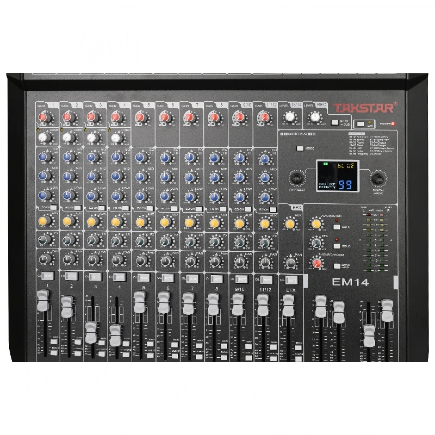 Takstar EM14 18 Kanallı 12 Mikrofon Girişli Efektli Analog Stüdyo Mixer